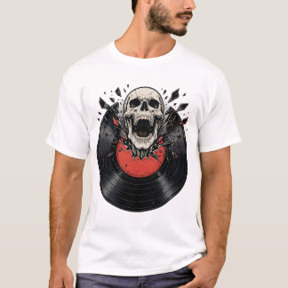 Camiseta Crânio de Vinil Retro