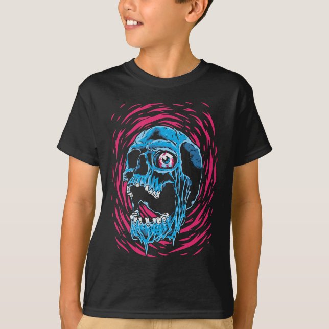 Camiseta Crânio Derretido: Horror Psicodélico (Frente)