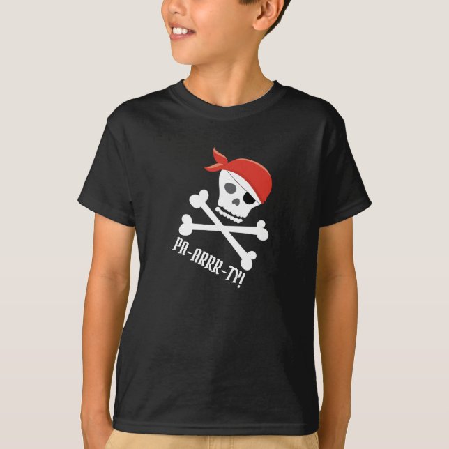 Camiseta Crânio Divertido Crossbones Pirata Tema Pa-Arr-ty! (Frente)