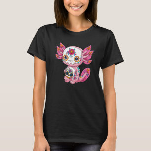 Camiseta Crânio do açúcar Axolotl mexicano Calavera Día de 