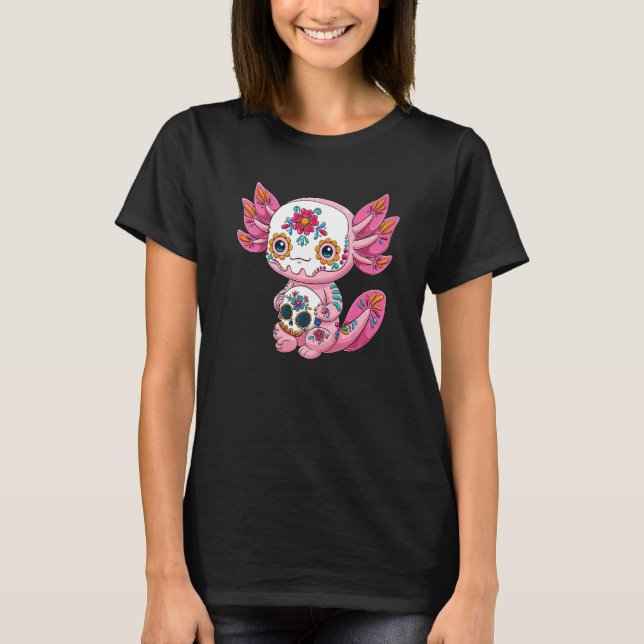 Camiseta Crânio do açúcar Axolotl mexicano Calavera Día de  (Frente)