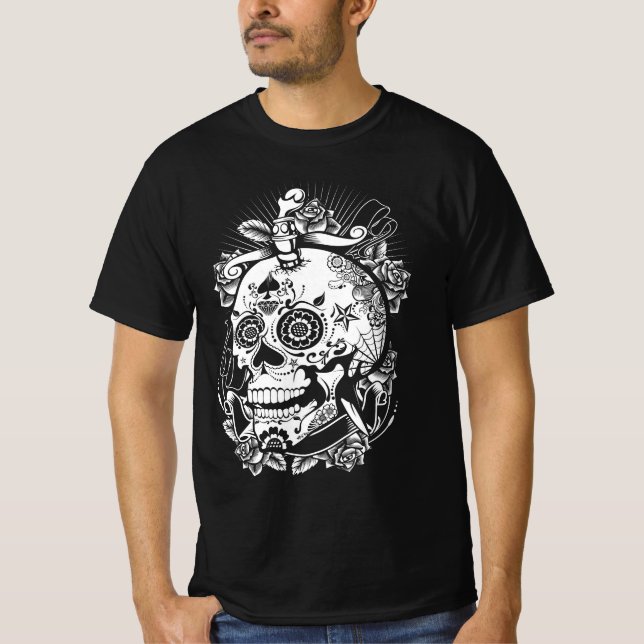 Camiseta Crânio do Açúcar - Día de los Muertos Halloween (Frente)