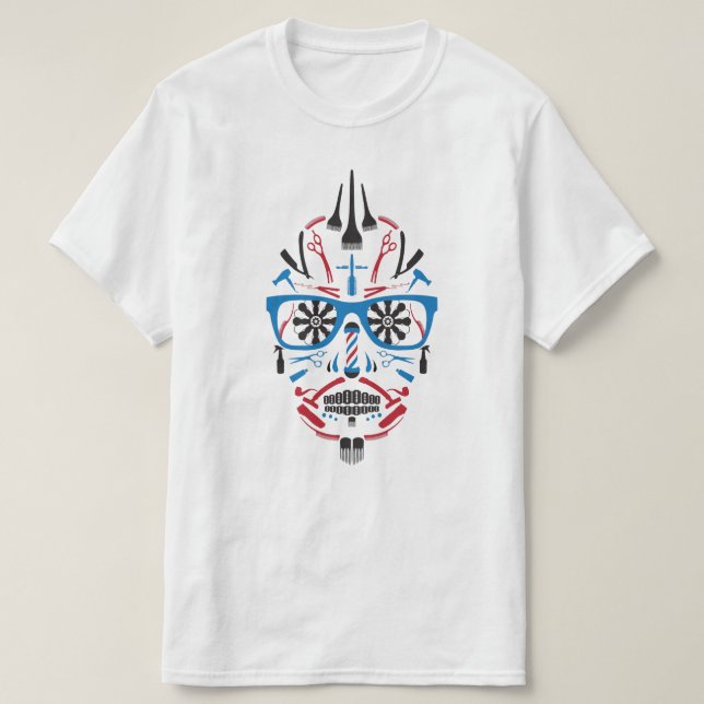 Camiseta crânio do açúcar do barbeiro (Frente do Design)