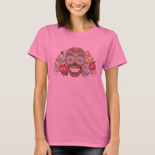 Camiseta Crânio do açúcar & t-shirt dos rosas