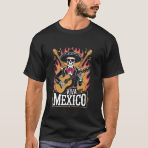 Camiseta Crânio do Cinco De Mayo Sombrero Festa Crânio Mexi