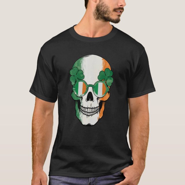 Camiseta Crânio do Dia de São Patrício irlandês Saint Patri (Frente)