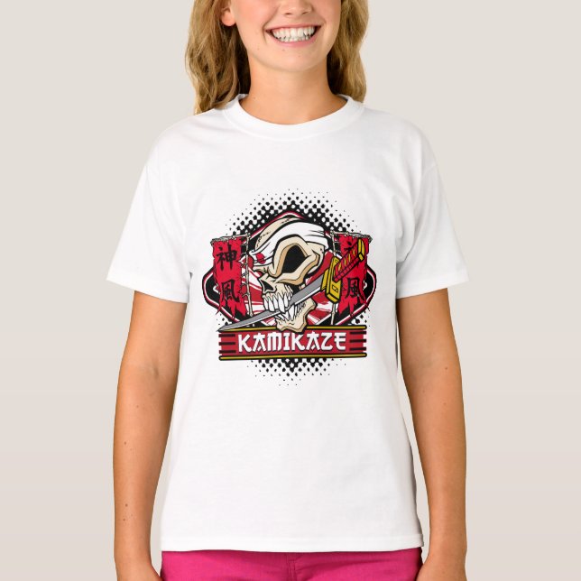 Camiseta Crânio do Kamikaze com espada japonesa (Frente)