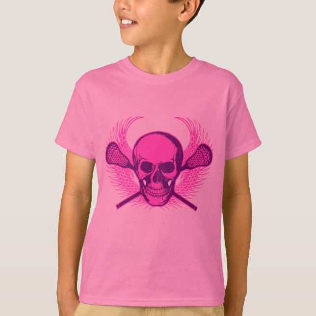 Camiseta Crânio do Lacrosse - roxo (Frente)