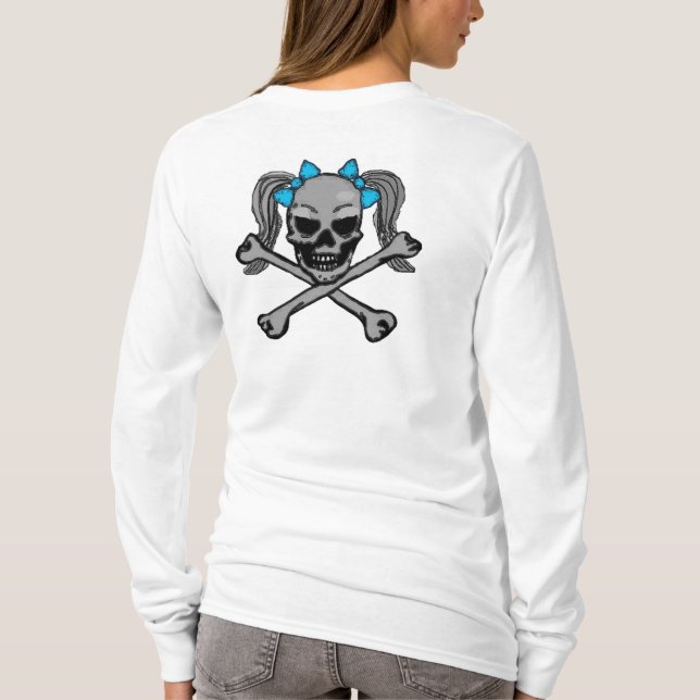 Camiseta Crânio do rabo de cavalo com arcos azuis (Verso)