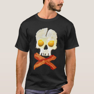 Camiseta Crânio dos ovos dos Crossbones do bacon crepitant