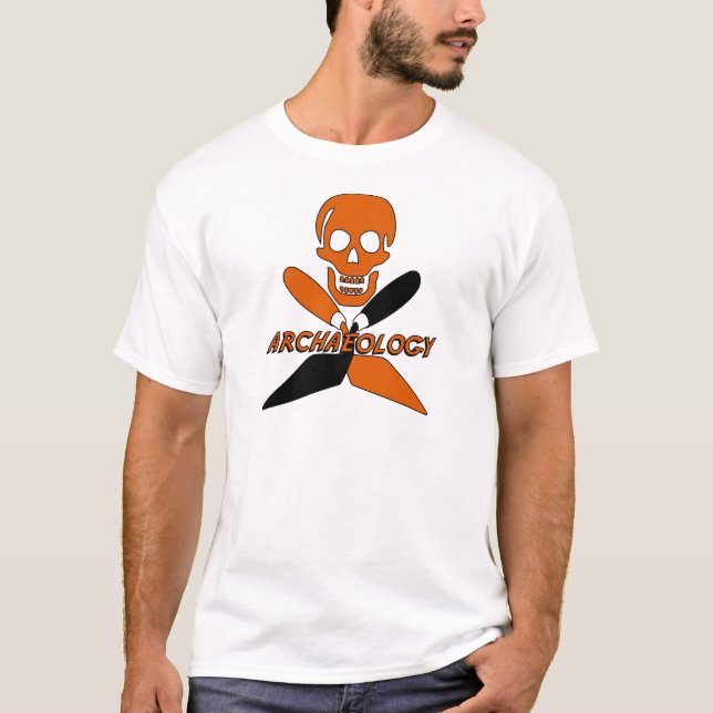 Camiseta Crânio e arqueologia cruzada dos Trowels (Frente)