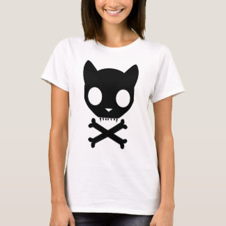 Camiseta Crânio e Crossbones de gato preto