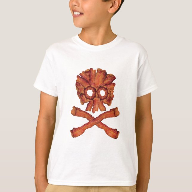 Camiseta Crânio e Crossbones do bacon (Frente)