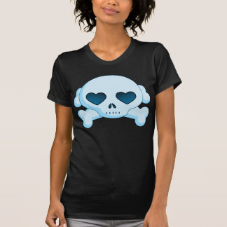Camiseta Crânio e Crossbones do coração do KRW azuis