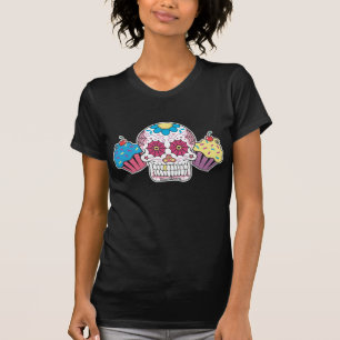 Camiseta Crânio e cupcakes do açúcar