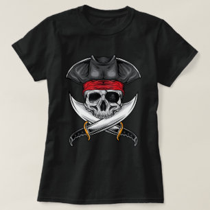Camiseta Crânio e Espadas Piratas