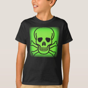 CAMISETA CRÂNIO E IMPRESSÃO VERDES DE NÉON DOS CROSSBONE