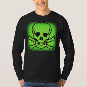 CAMISETA CRÂNIO E IMPRESSÃO VERDES DE NÉON DOS CROSSBONE