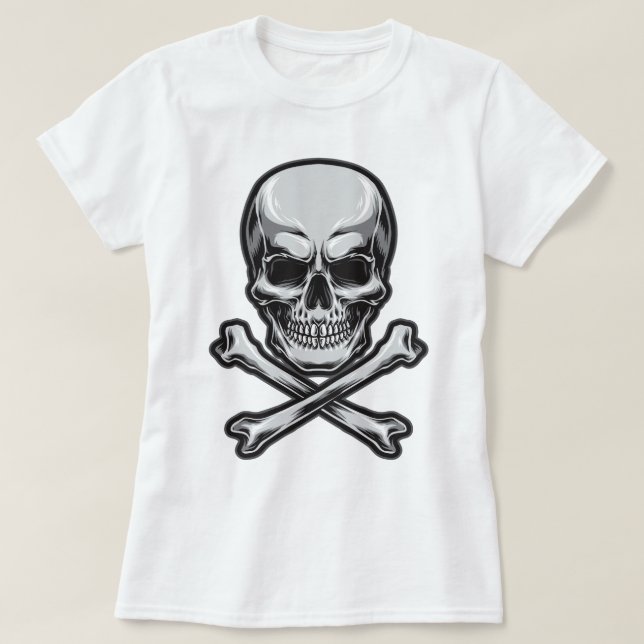 Camiseta Crânio e ossos cruzados (Frente do Design)
