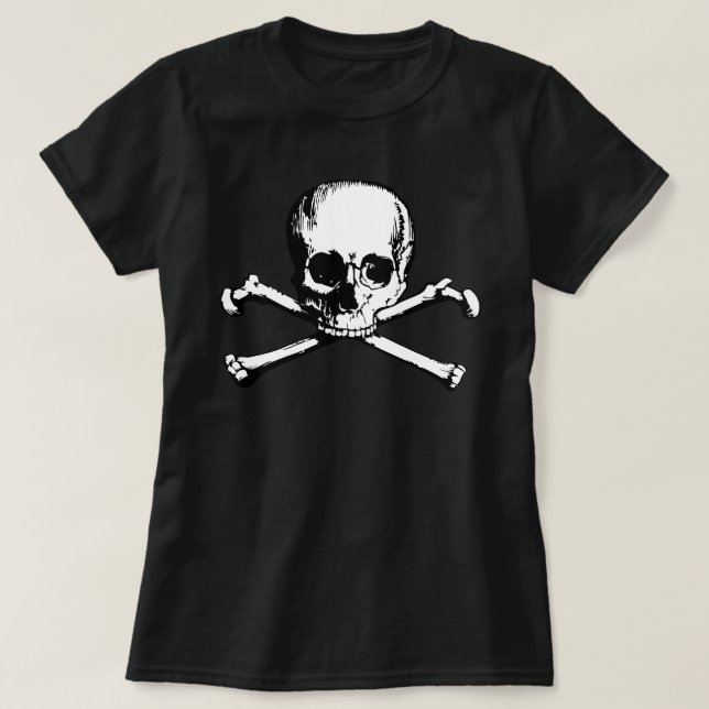 Camiseta Crânio e Ossos Cruzados (Frente do Design)