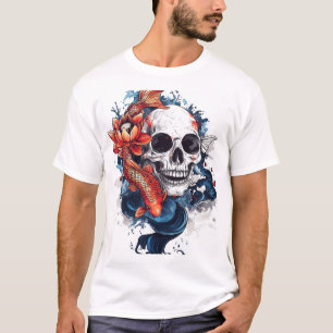 Camiseta Cranio e Serenidade de Koi
