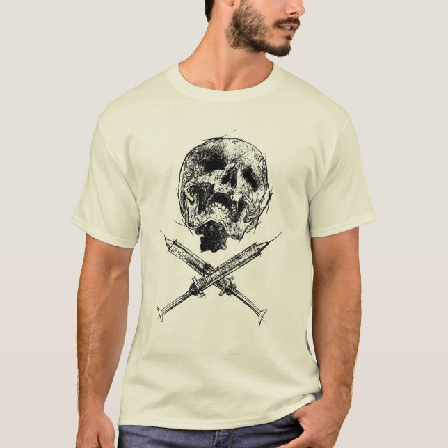Camiseta Crânio e seringas (Frente)