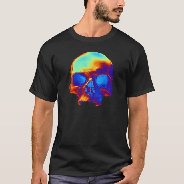 Camiseta Crânio em azul e Dourado (Frente)