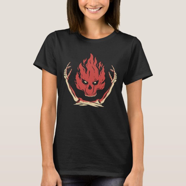 Camiseta Crânio Em Fogo (Frente)