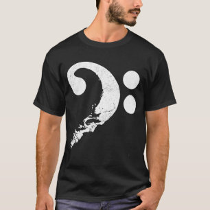 Camiseta Crânio em forma de apoio à Guitarista Bass Clef Mu