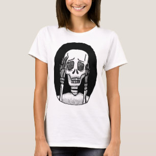 Camiseta Crânio Engraçado Esqueleto Gráfico Goth Horror Dia