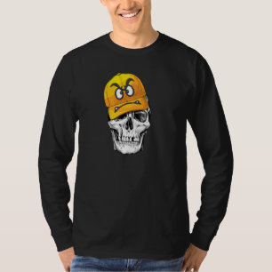 Camiseta Crânio Engraçado Veste Boné Amarelo Irritado Pu