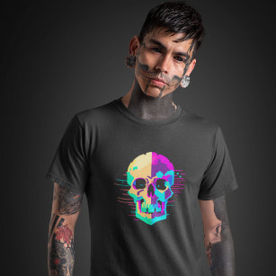 Camiseta Crânio estético Vaporwave Y2K - Depuração ou Cavei