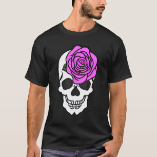 Camiseta Crânio feminino de esboços gráficos com grandes Ro