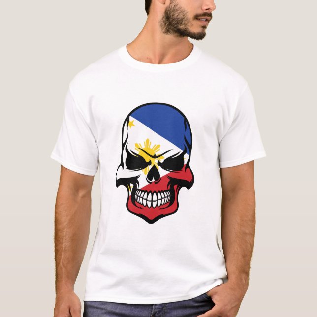 Camiseta Crânio filipino da bandeira (Frente)