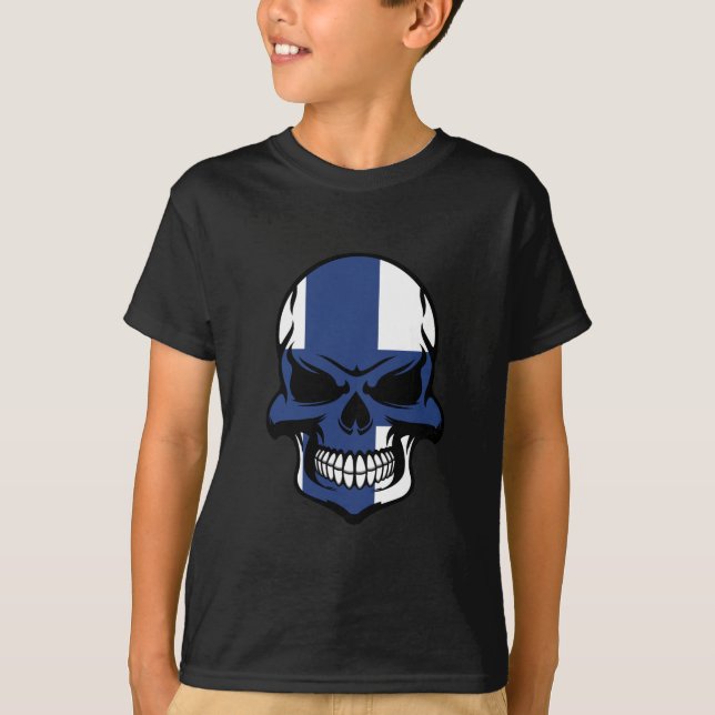 Camiseta Crânio finlandês da bandeira (Frente)