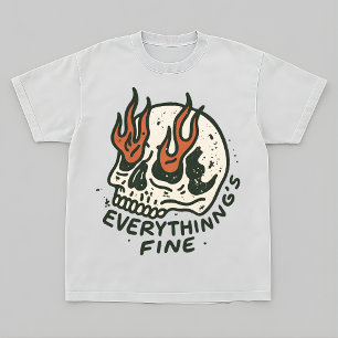 Camiseta Crânio Flamejante Gráfico Sarcástico Vintage Grung