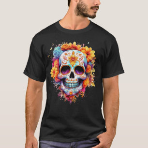 Camiseta Crânio Floral 19