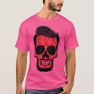 Camiseta Crânio Floral de Barba com Barba e bigode F