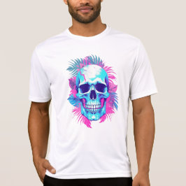 Camiseta Crânio Floral em Estilo Vaporwave