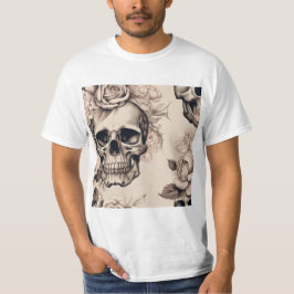 Camiseta Crânio Floral estilo Vintage