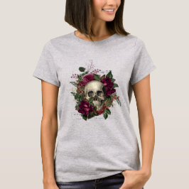 Camiseta Crânio Floral Gótico