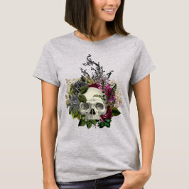 Camiseta Crânio Floral Gótico