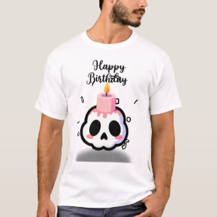Camiseta Crânio Fofo de Goth Pastel de Aniversário