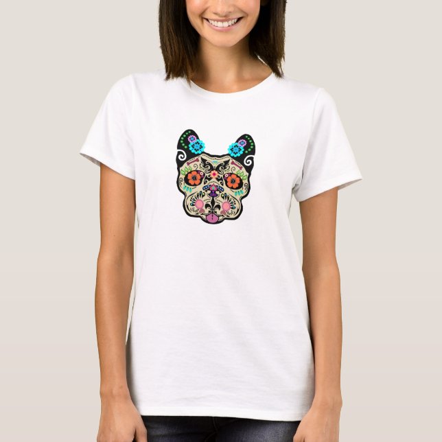 Camiseta Crânio Frenchie do açúcar (Frente)