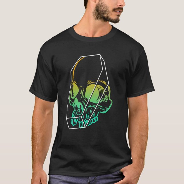 Camiseta Crânio Gótico Coffin Skeleton Halloween Emo Punk E (Frente)