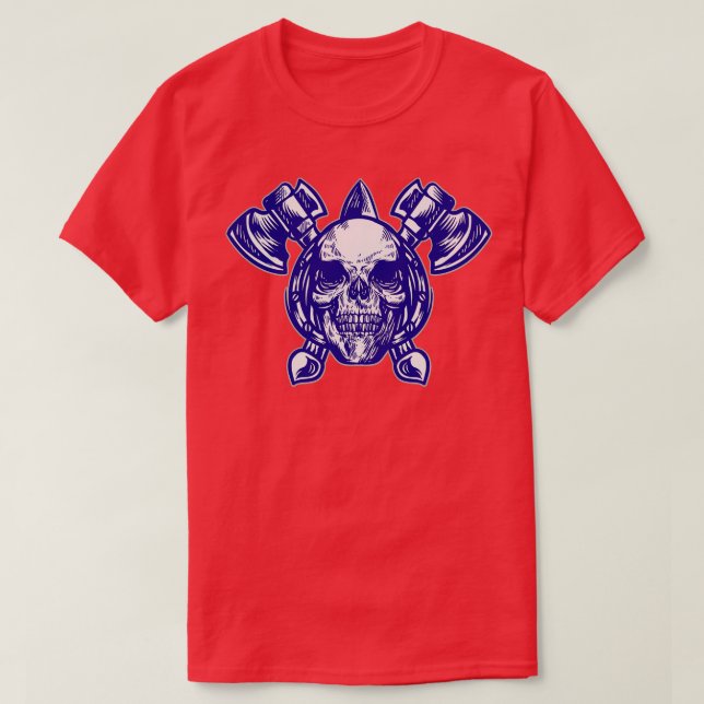 Camiseta Crânio Gótico com Tatuagem em Dois Eixos (Frente do Design)