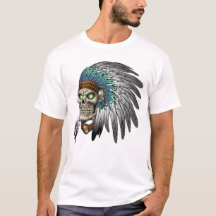 Camiseta Crânio gótico tribal indiano do nativo americano