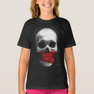 Camiseta Crânio Infravermelho: Desenho Pontilhado em Tons d