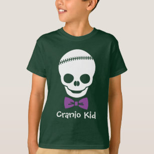 Camiseta Cranio Kid Boy Skull com Bowtie Roxo