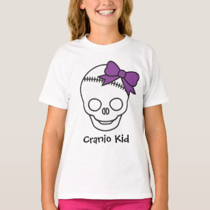 Camiseta Cranio Kid Girly Skull com Arco roxo
